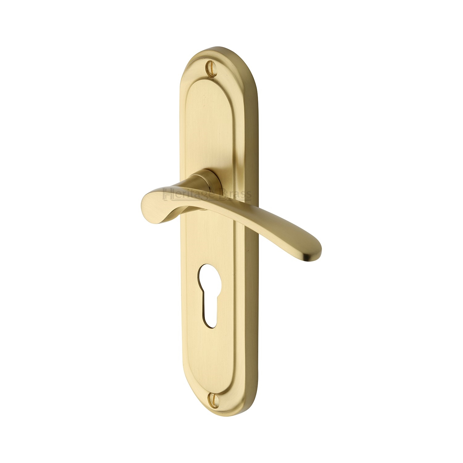 Heritage Brass Door Handle for Euro Profile Plate Ambassador Design