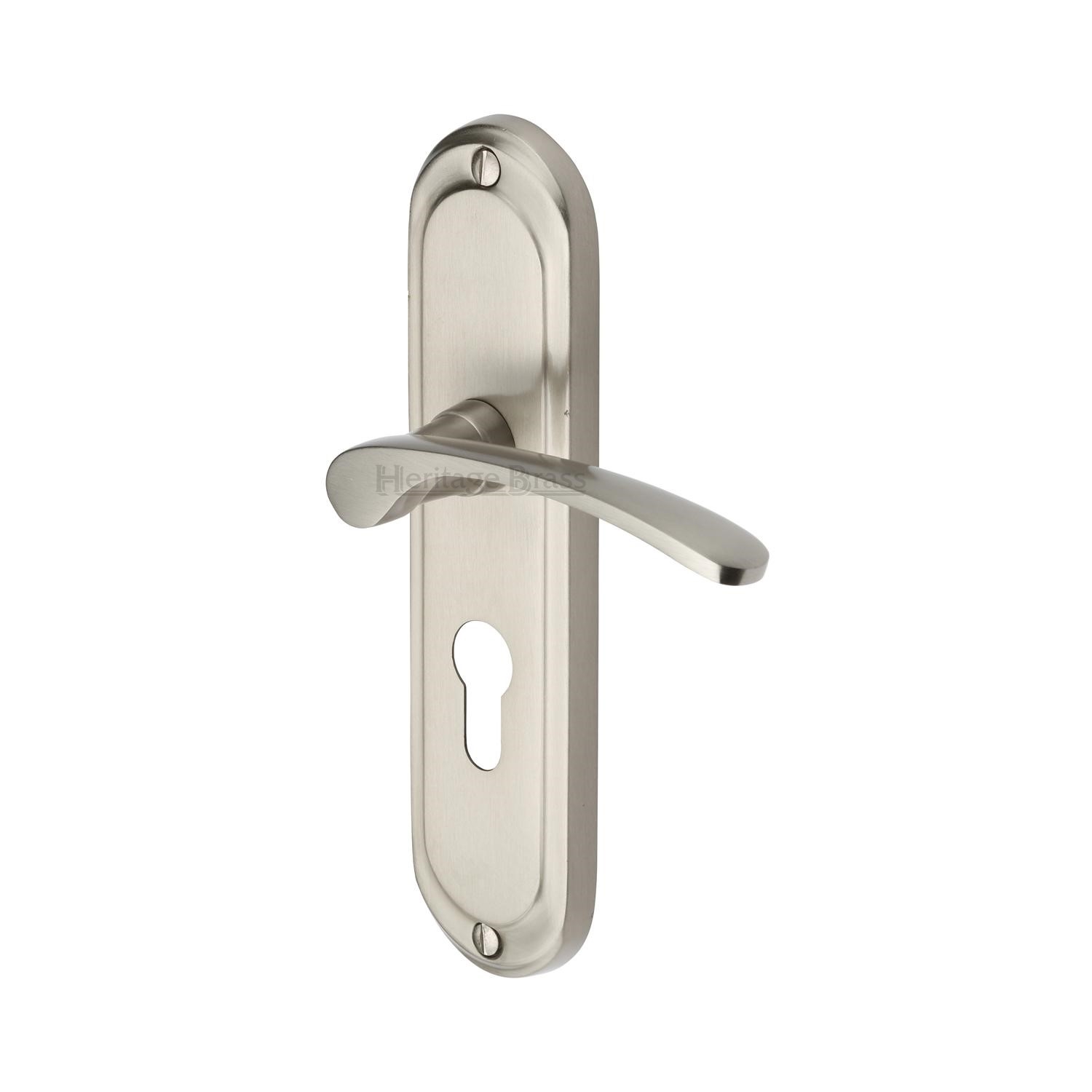 Heritage Brass Door Handle for Euro Profile Plate Ambassador Design