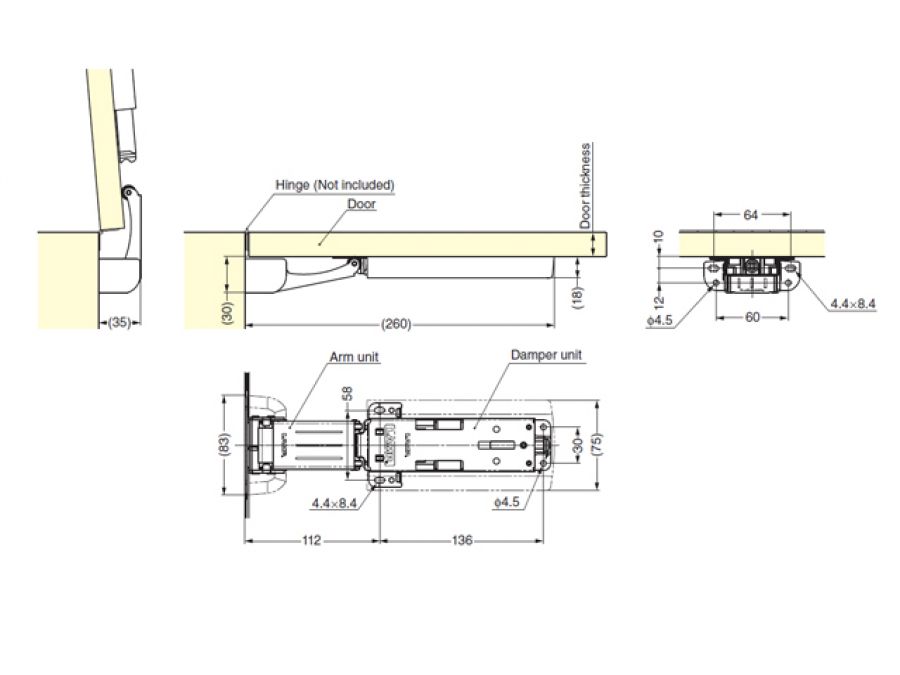 Lamp Light Lift-Assist Damper for Counter Flaps