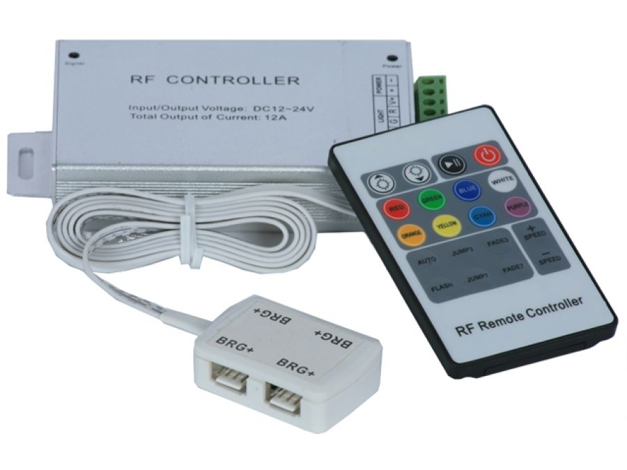 12/24V LED RGB RF Remote Controller Kit inc 4 Way RGB Socket Outlet