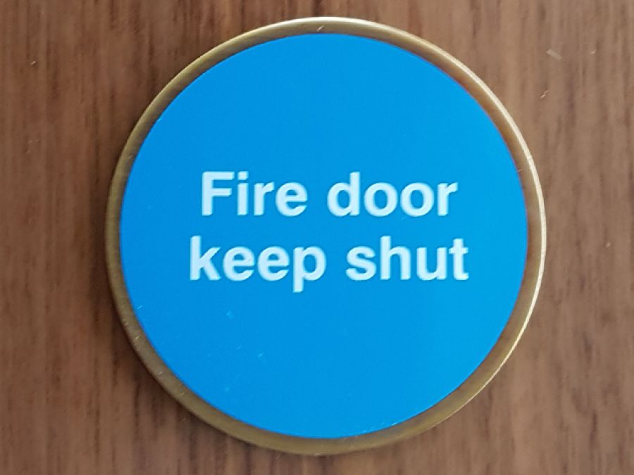 Door Sign 76mm Disc 'Fire Door Keep Shut' - Antique Brass - SWS Hardware