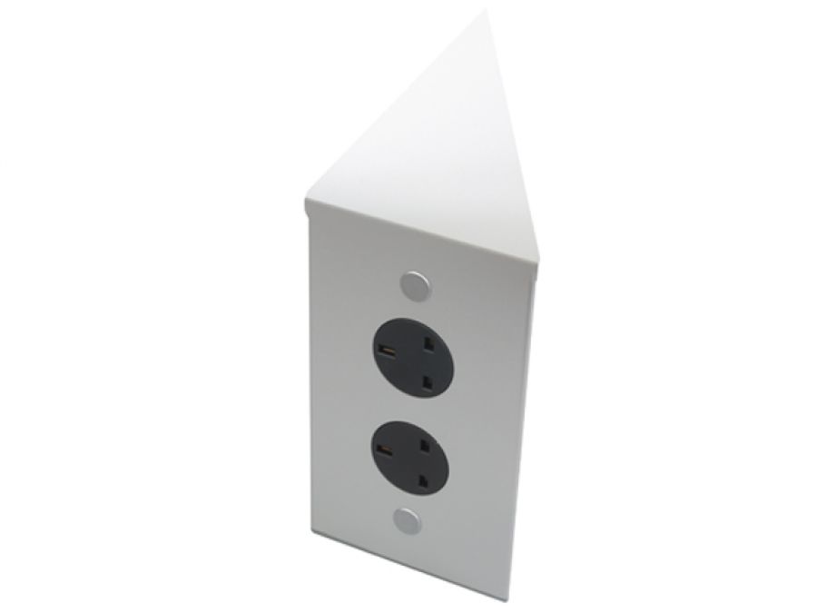 Corner Mounting 2 Gang Socket with Angled End