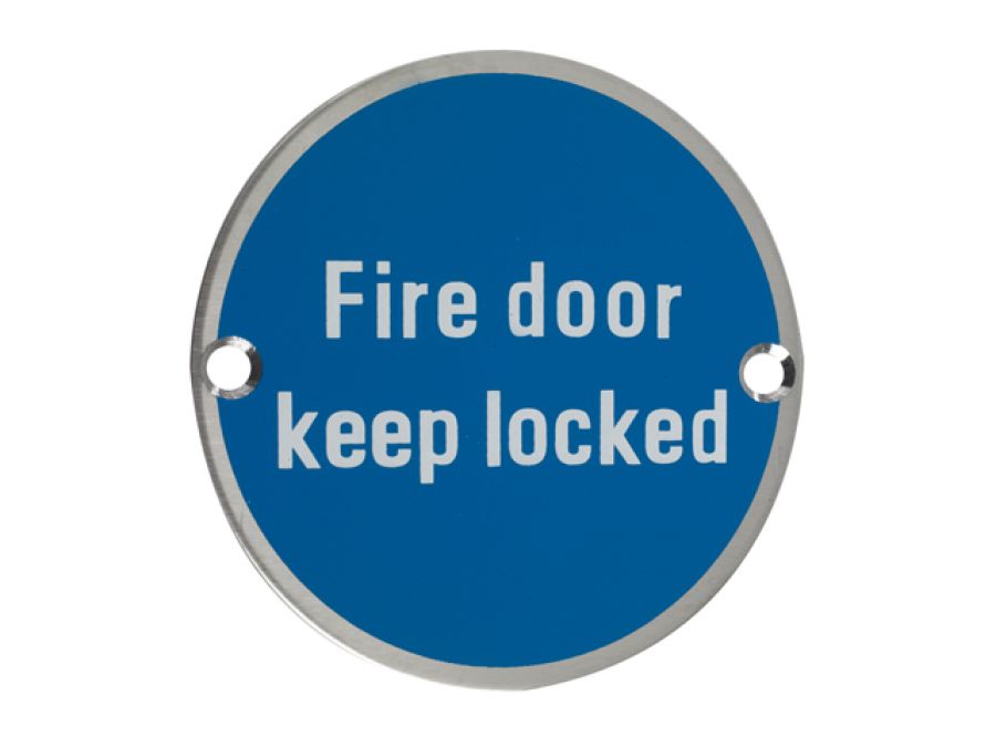 Fire Door Keep Locked Sign - 76mm Dia