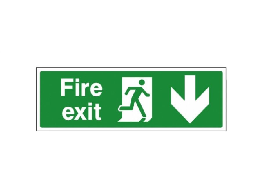 Fire Exit Sign - Arrow Pointing Down