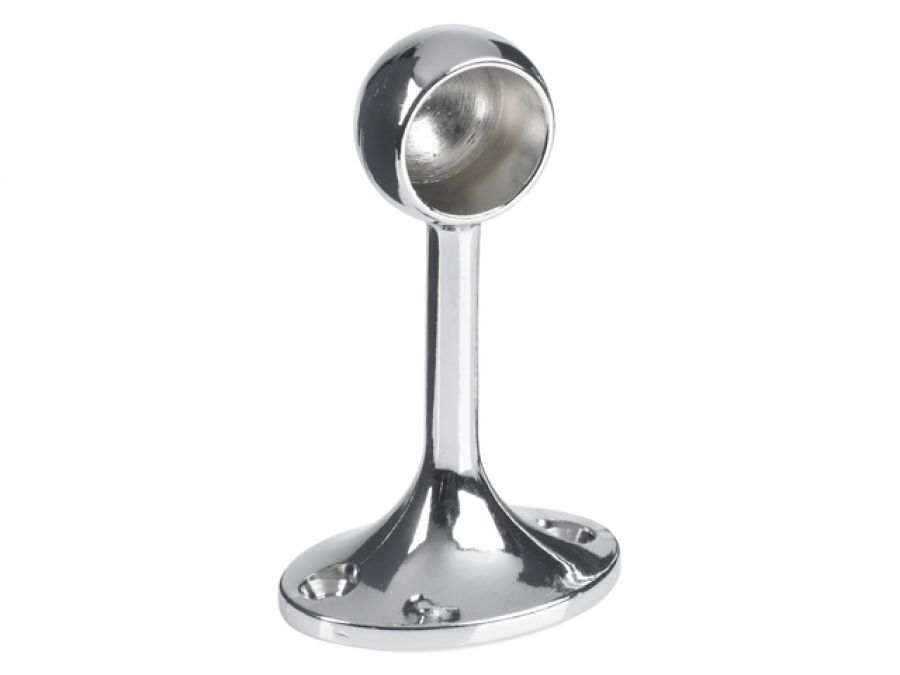 Wardrobe Rail Round End Support 25mm - Polished Chrome