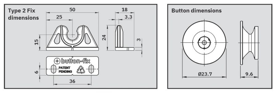 Button-Fix Type 2 Fix + Button - for 90° Panels