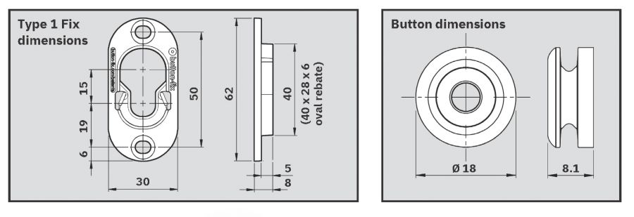 Button-fix™ Type 1 Metal Flush Fix + Button for CSK Wood Screw