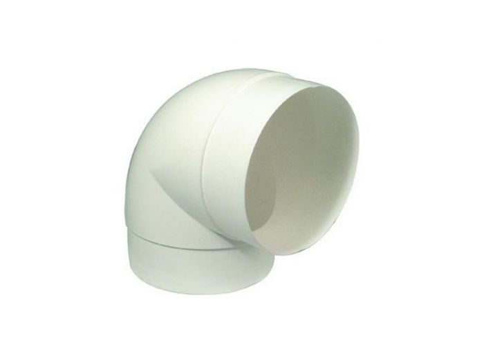 Connector, Flame Retardant PVC, Round Pipe 90°, White