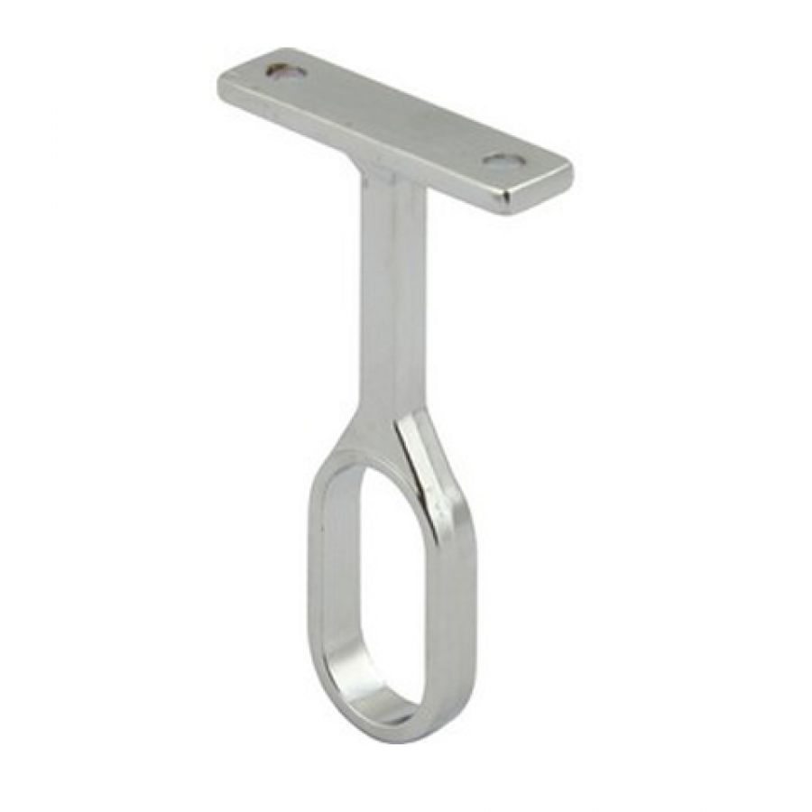 Wardrobe Rail Oval Centre Support to Suit 15mm Rail inc Screw Fixing - Chrome