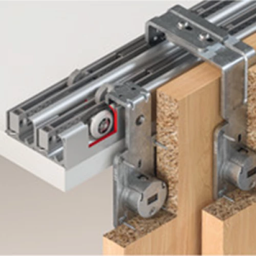 Silver sliding door runner. pocket door runner