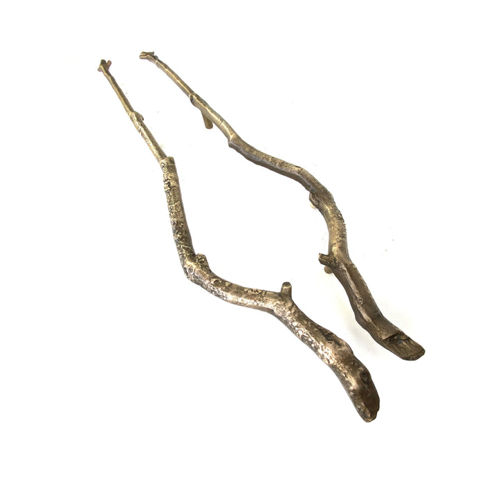 Bespoke antler door handles in an aged bronze finish.