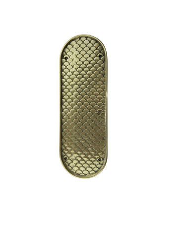 bespoke door plate with fish scale details.