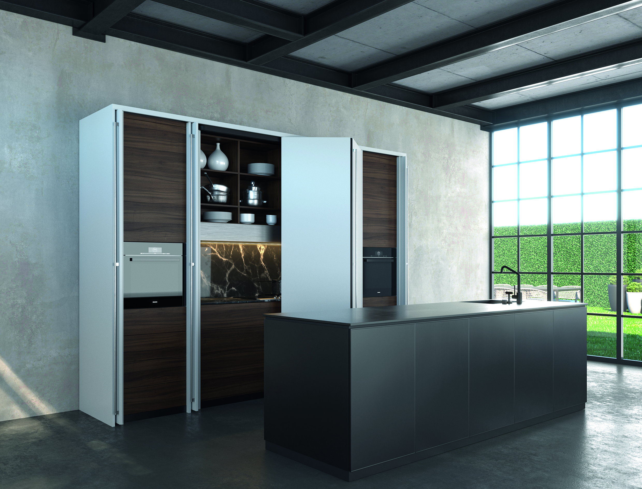 Hawa specialist sliding door hinges, pocket door hinges, sliding door runners, UK. Modern kitchen cabinet door hinge design