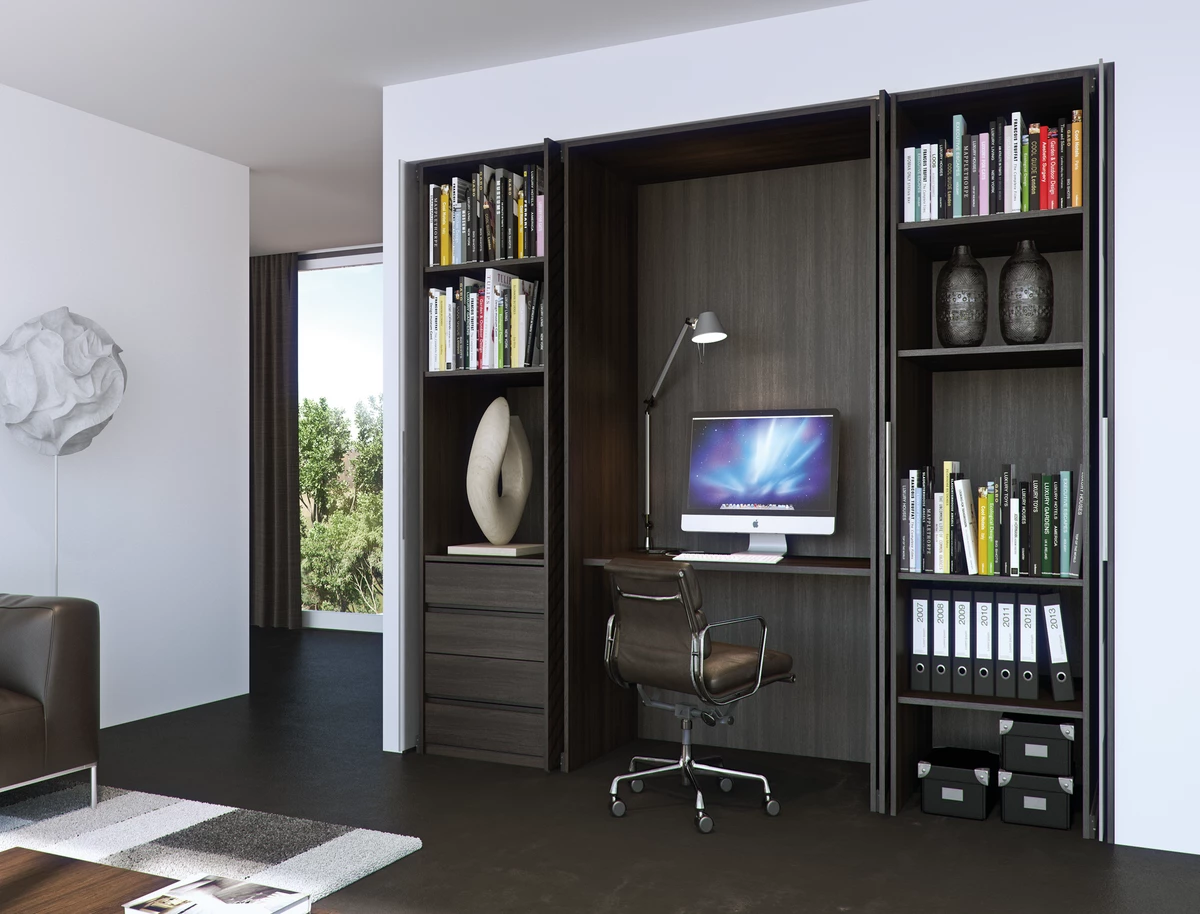 Hawa specialist sliding door hinges, pocket door hinges, sliding door runners, UK. Modern black wardrobe door hinge design