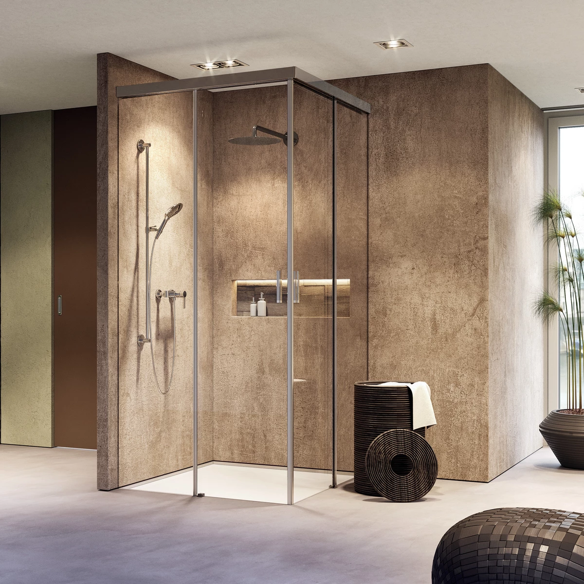 Hawa specialist sliding door hinges, pocket door hinges, sliding door runners, UK. Modern shower door hinge design