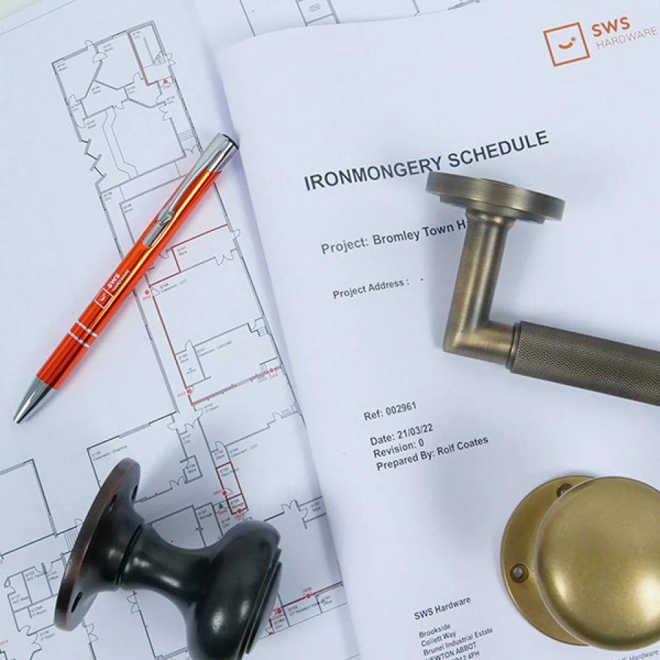 We work from floor plans to provide you with all the ironmongery, hardware and support you need.